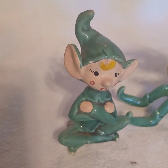 Charming Green Elf Figurines Set 1950's Japan